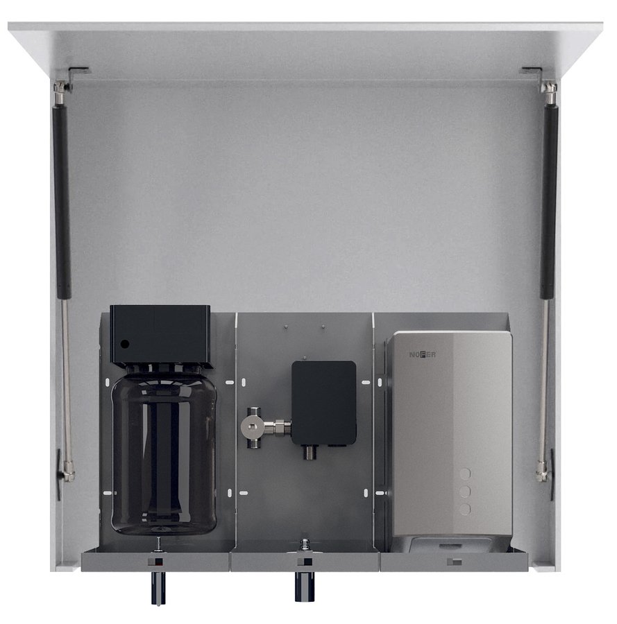 VELOX zrcadlová skříňka 700 mm se senzorovým dávkovačem mýdla, vodovodním baterií a osoušečem rukou MUM000113