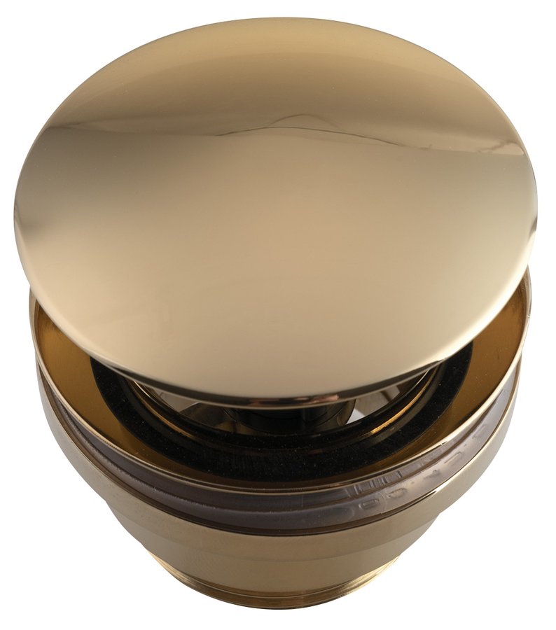 Silfra Umyvadlová výpust 5/4“, tichý click-clack, velká zátka, 5-55mm, zlato UD425S56P