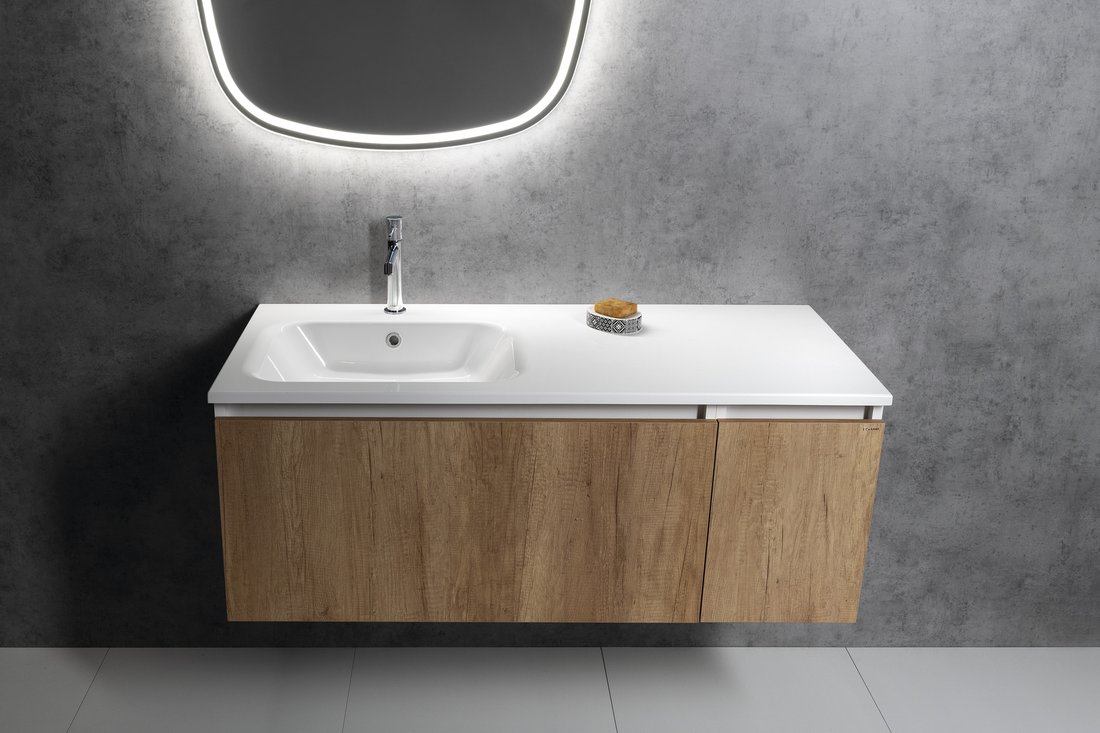 Sapho ARECA umyvadlo, litý mramor, 121x51,5cm, levé, bílá AC121L