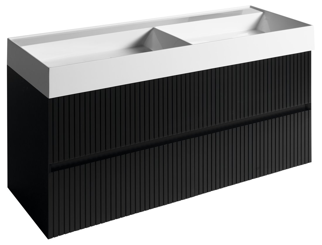 FILENA dvojumyvadlová skříňka 118x51,5x43cm, černá mat strip FID1212BS