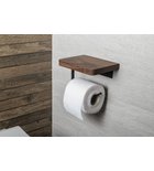 Photo: SKA Toilettenpapierhalter mit Ablage 15x10x12cm, schwarz matt/Walnuss
