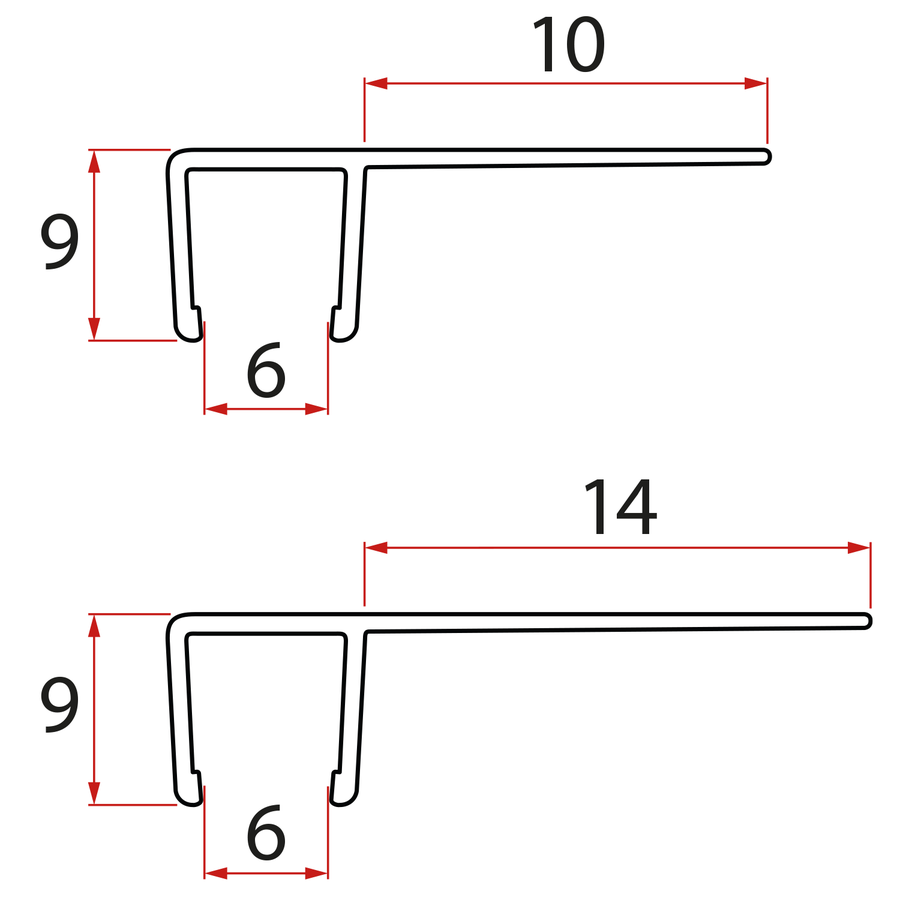 Set svislých těsnění pro sklo 6/6mm, 1900mm NDAE11