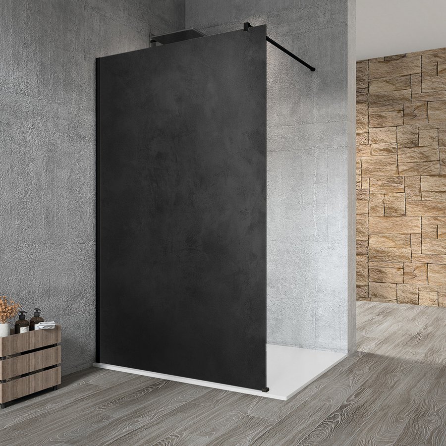 VARIO BLACK jednodílná sprchová zástěna k instalaci ke stěně, deska HPL Kara, 800 mm GX2680GX1014