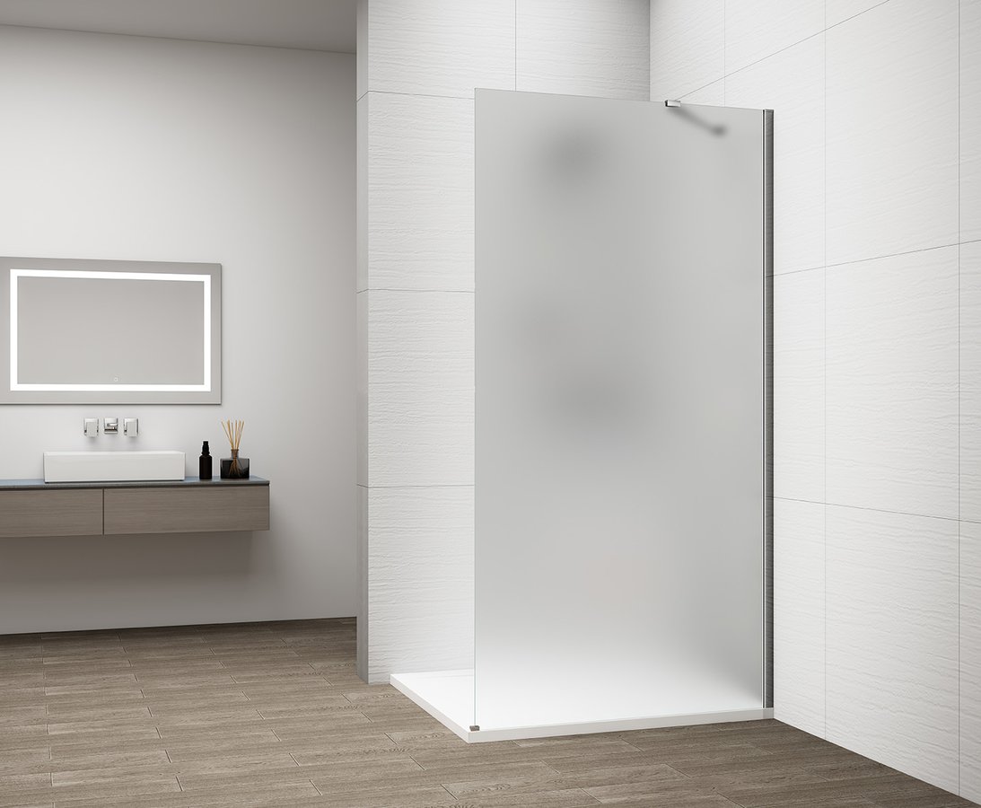 ESCA CHROME jednodílná sprchová zástěna k instalaci ke stěně, matné sklo, 1000 mm ES1110-01