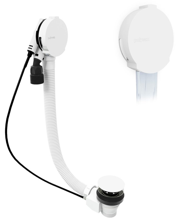 Vanová souprava s napouštěním, bovden, délka 800mm, zátka 72mm, bílá 71853.10