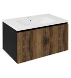 Photo: LOREA washbasin cabinet 80x44x51,2cm, 1x drawer, oak collingwood/black matt