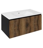 Photo: LOREA washbasin cabinet 90x44x51,2cm, 1x drawer, oak collingwood/black matt