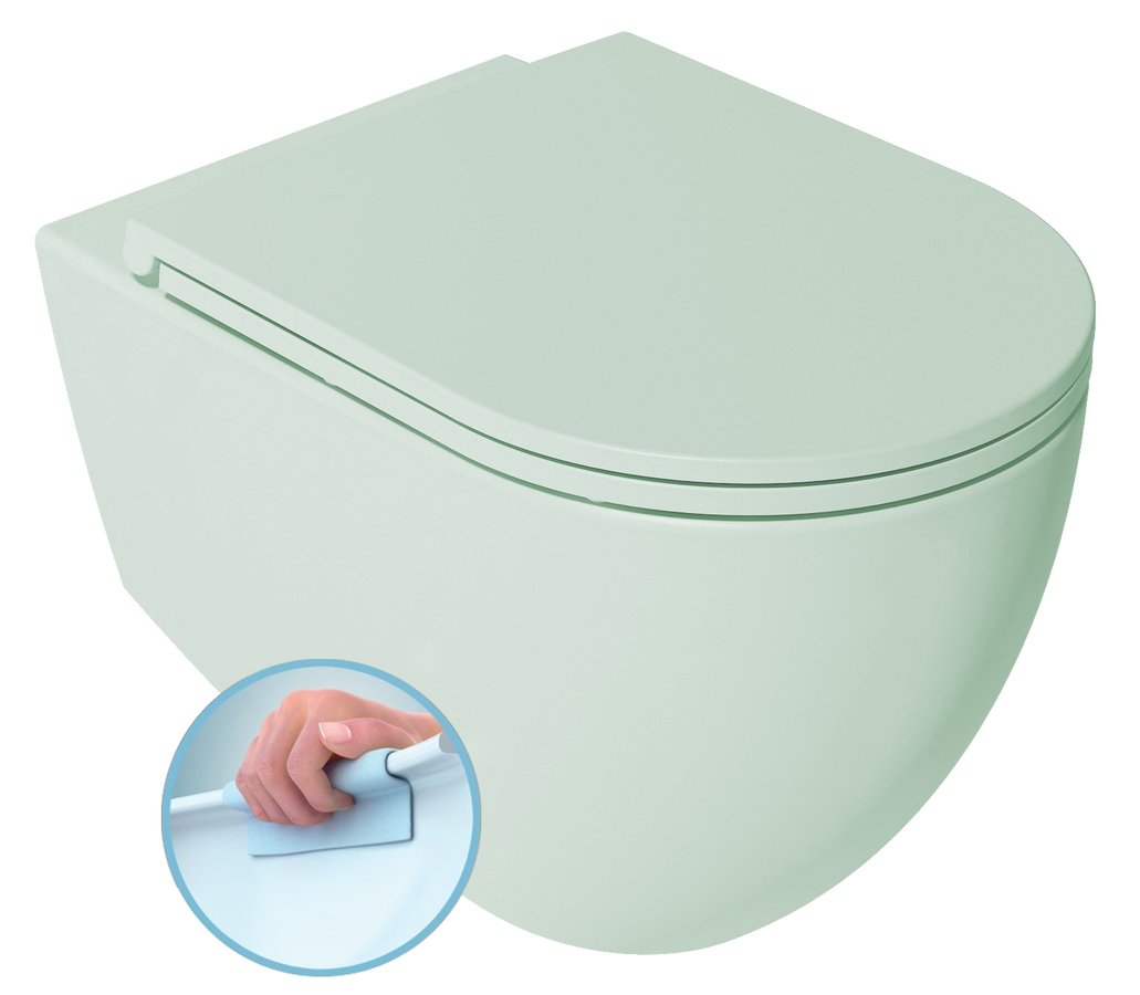 INFINITY závěsná WC mísa, Rimless, 36,5x53cm, zelená mint 10NF02001-2T