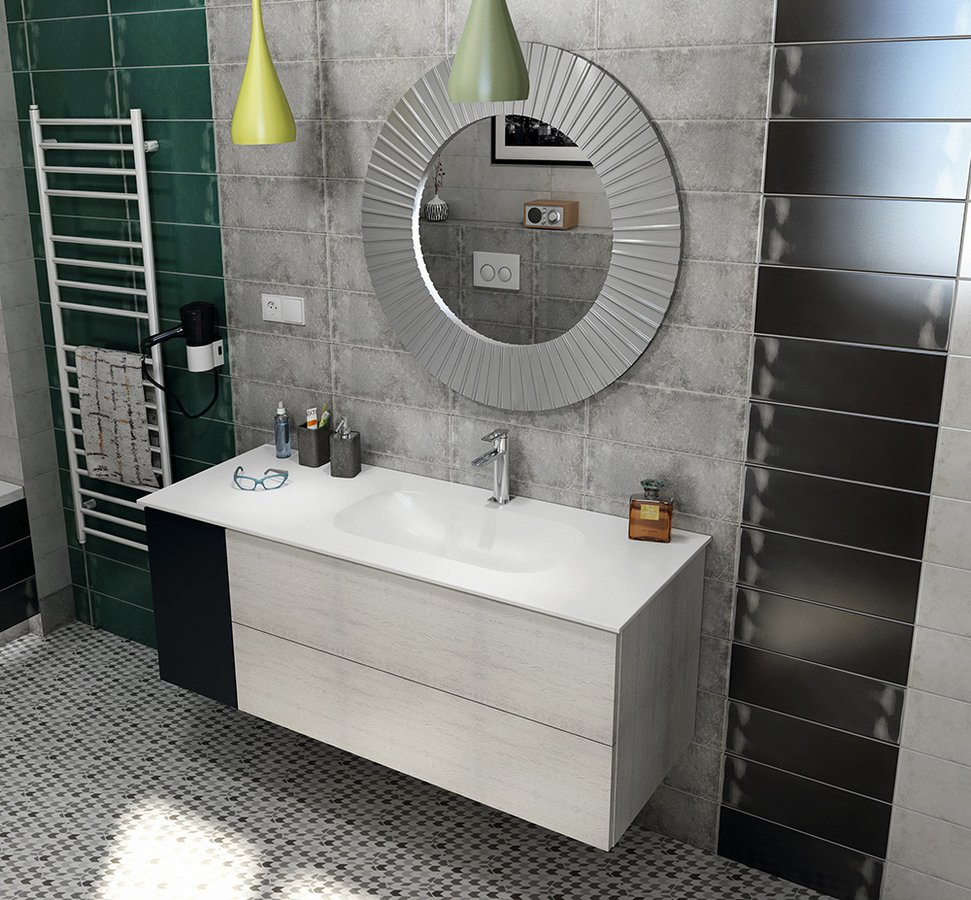 Sapho TREOS umyvadlo 131,6x51,3 cm, rockstone, pravé, bílá mat TS132-0101-R