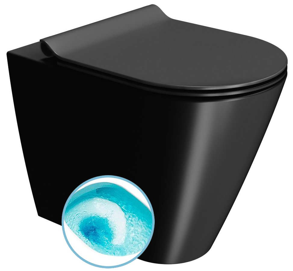 KUBE X WC mísa stojící, Swirlflush, 36x55cm, spodní/zadní odpad, černá dual-mat 941026