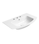 Photo: PURA Slim ceramic washbasin curved 82x49cm, 3 tap holes, white ExtraGlaze