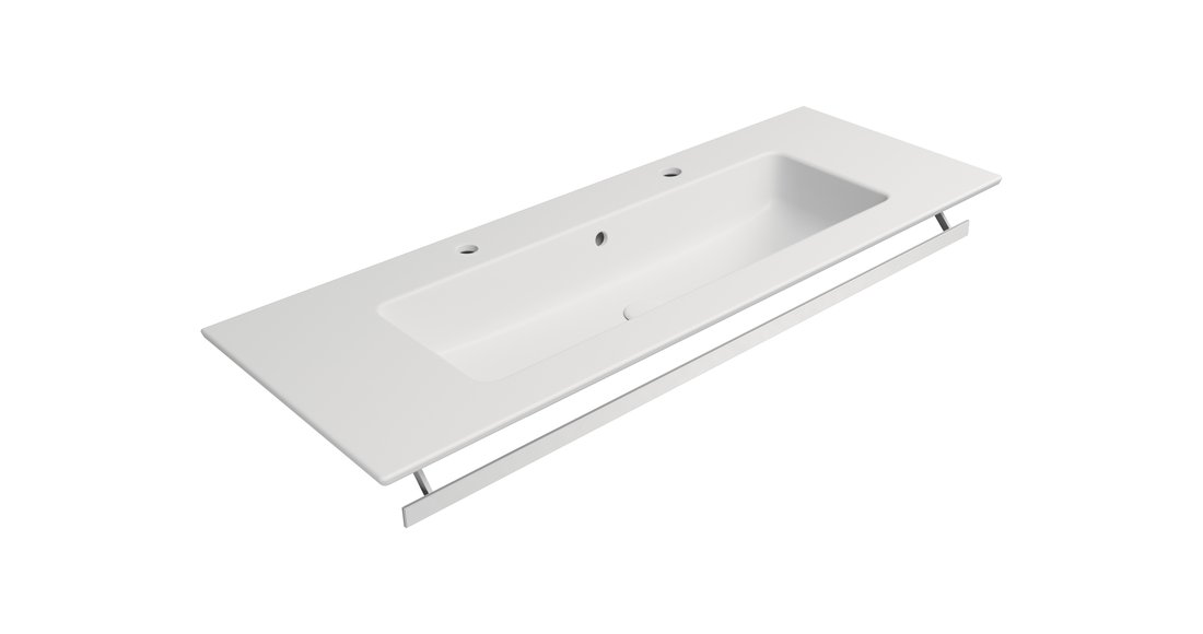 GSI PURA keramické umyvadlo Slim 122x46cm, 2 otvory, bílá mat 8887209