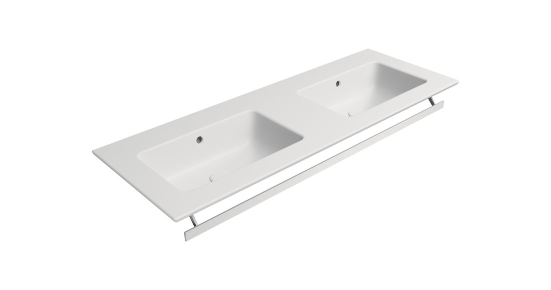 GSI PURA keramické dvojumyvadlo Slim 122x46cm, bez otvoru, bílá mat 8888009