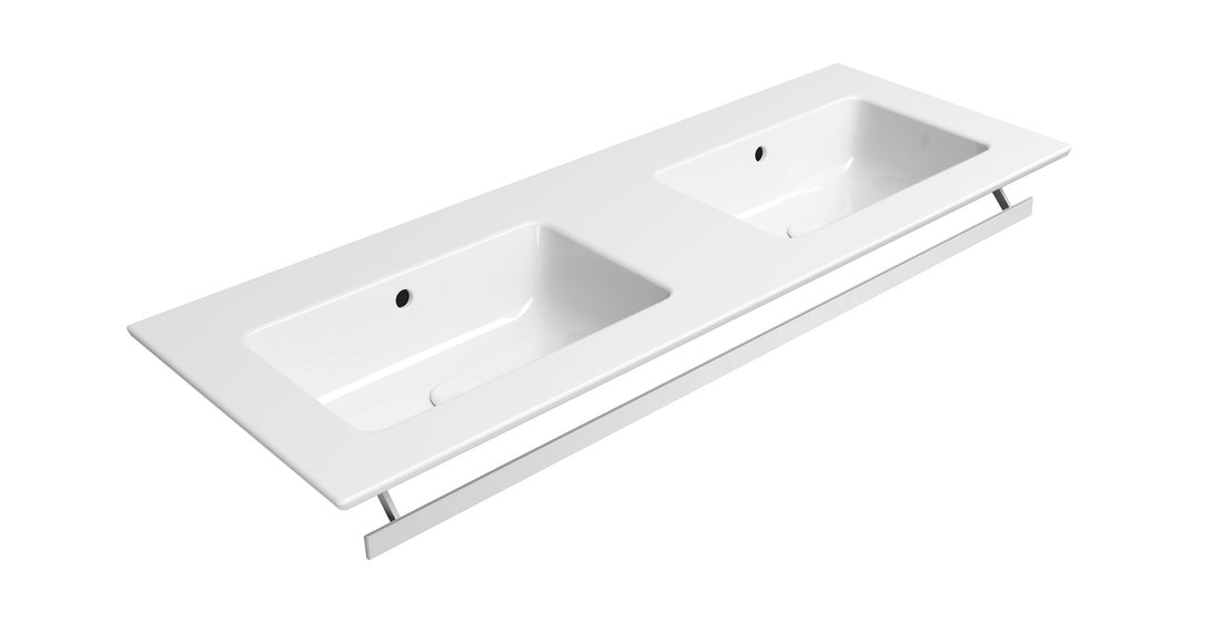 GSI PURA keramické dvojumyvadlo Slim 122x46cm, bez otvoru, bílá ExtraGlaze 8888011