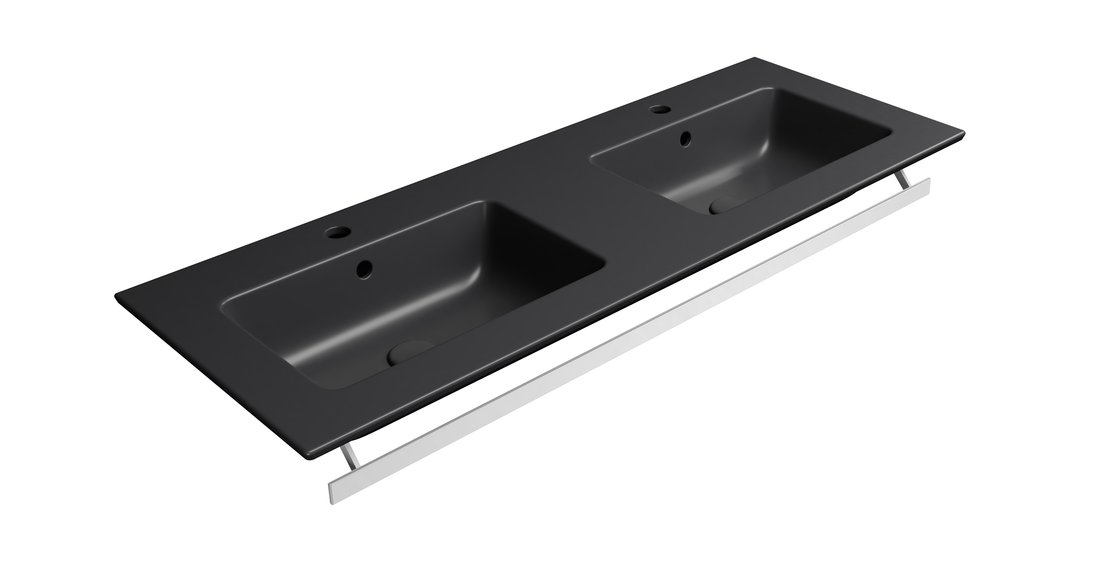 GSI PURA keramické dvojumyvadlo Slim 122x46cm, černá mat 8888126