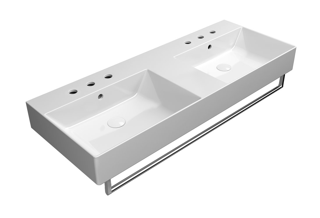 GSI KUBE X keramické dvojumyvadlo 120x47cm, 3 otvory, bílá ExtraGlaze 9425311