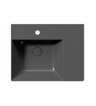 Photo: KUBE X ceramic washbasin 60x47cm, shelf right, black matt