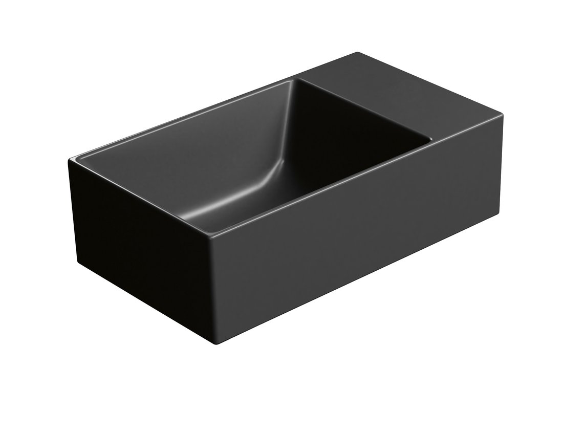 KUBE X keramické umývátko 40x23cm, bez otvoru, pravé/levé, černá mat 9484026