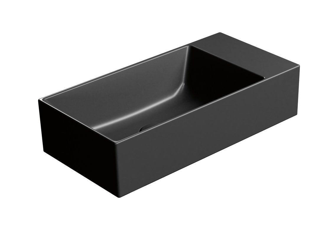KUBE X keramické umývátko 50x25cm, bez otvoru, pravé/levé, černá mat 9486026