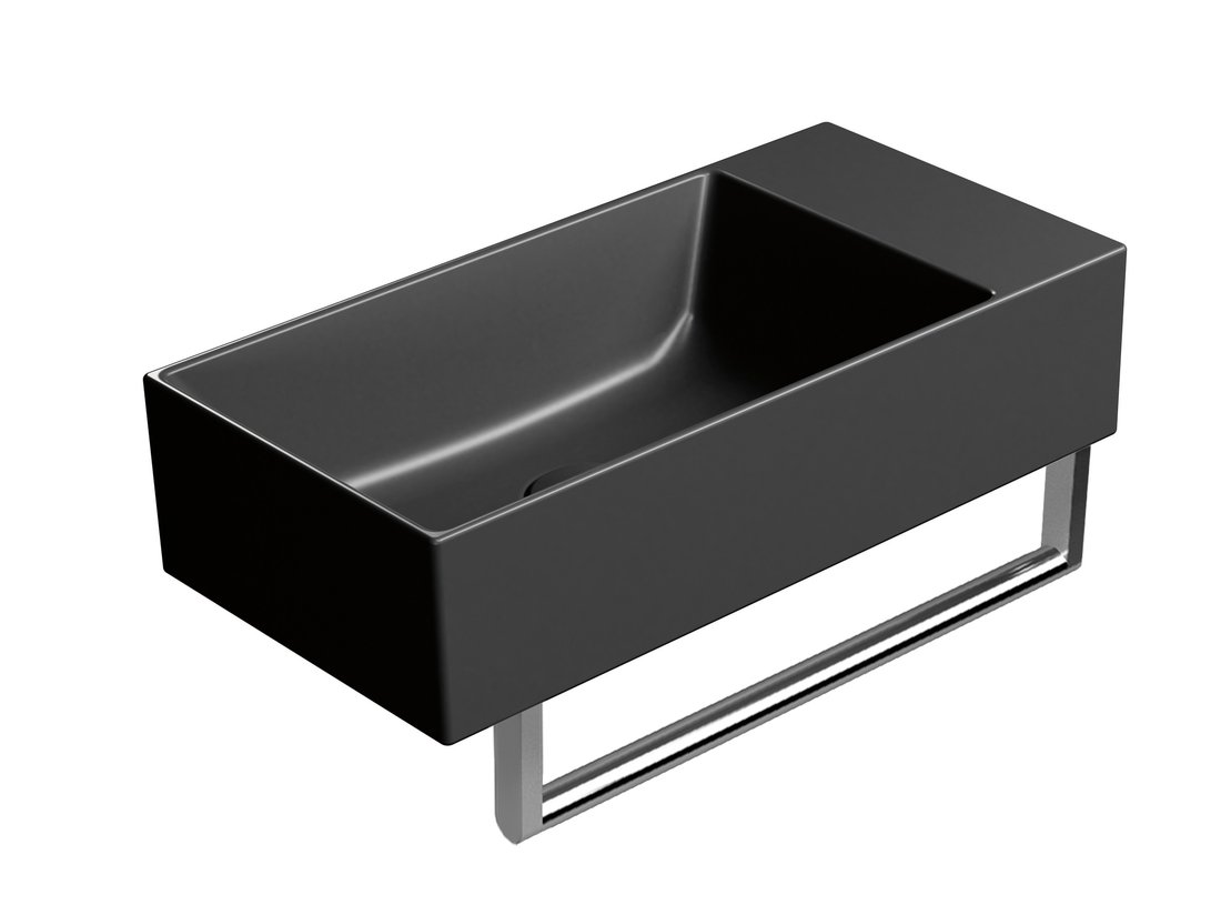 GSI KUBE X keramické umývátko 50x25cm, bez otvoru, pravé/levé, černá mat 9486026