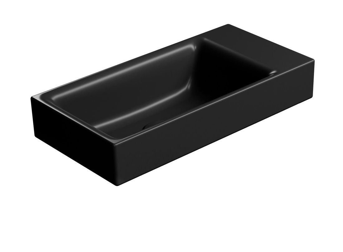 NUBES keramické umývátko 50x25cm, bez otvoru, pravé/levé, černá mat 9637026
