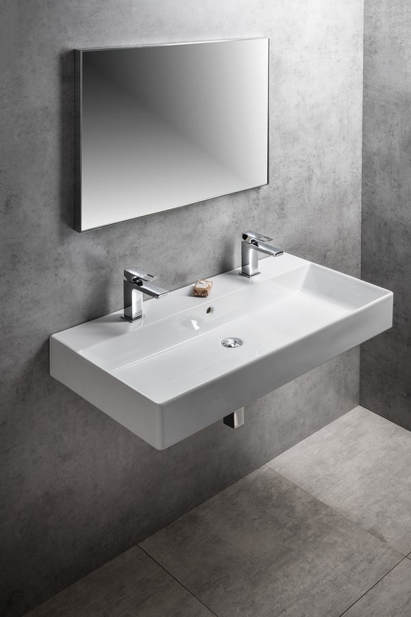 GSI KUBE X keramické umyvadlo 100x47cm, broušená spodní hrana, 2 otvory, bílá ExtraGlaze 94239211
