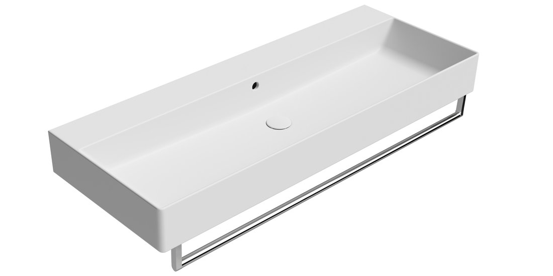 GSI KUBE X keramické umyvadlo 120x47cm, broušená spodní hrana, bez otvoru, bílá mat 94249009