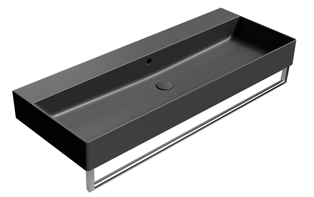 GSI KUBE X keramické umyvadlo 120x47cm, broušená spodní hrana, bez otvoru, černá mat 94249026