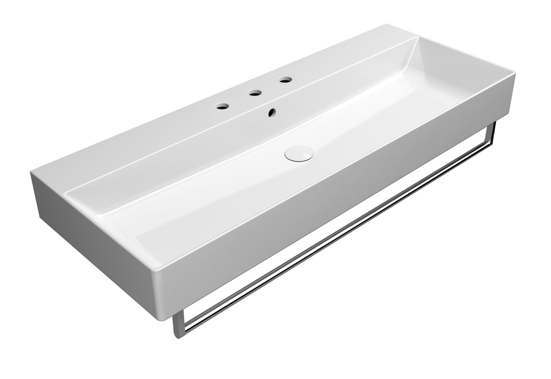 GSI KUBE X keramické umyvadlo 120x47cm, broušená spodní hrana, 3 otvory, bílá ExtraGlaze 94249311