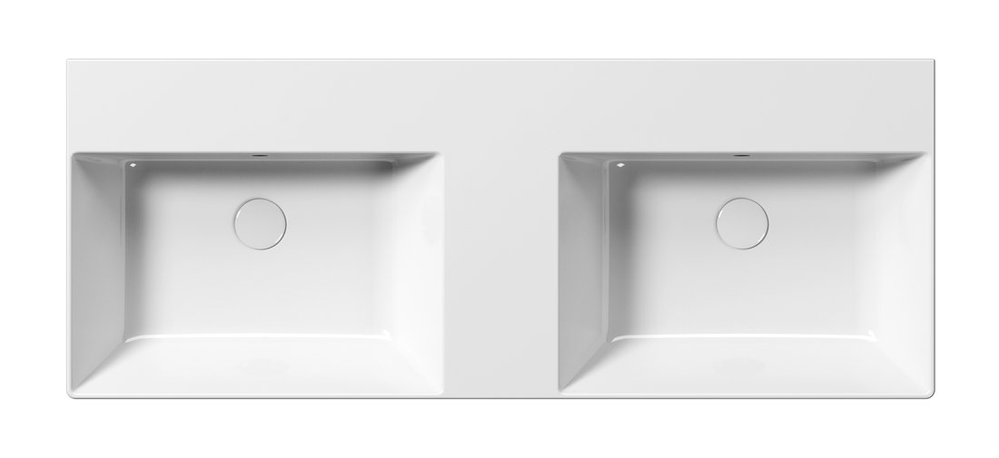 GSI KUBE X keramické dvojumyvadlo 120x47cm, broušená spodní hrana, bez otvoru, bílá ExtraGlaze 94259011