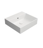 Photo: KUBE X ceramic washbasin 50x47cm, groud bottom edge, no tap hole, white matt