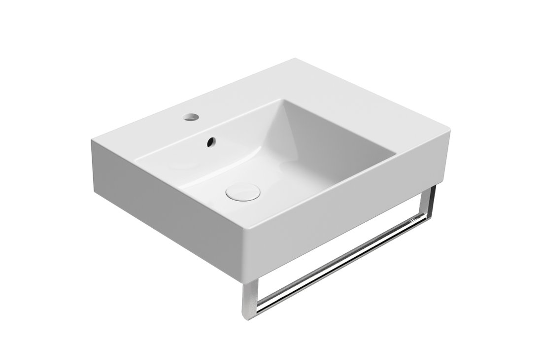 GSI KUBE X keramické umyvadlo 60x47cm, s odkládací plochou vpravo, broušená spodní hrana, bílá ExtraGlaze 94389111