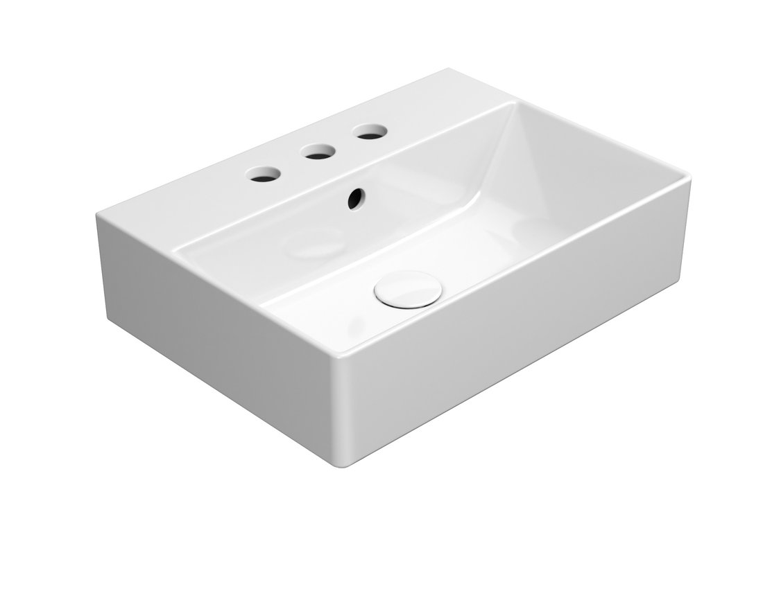 GSI KUBE X keramické umyvadlo 50x37cm, broušená spodní hrana, 3 otvory, bílá ExtraGlaze 94479311