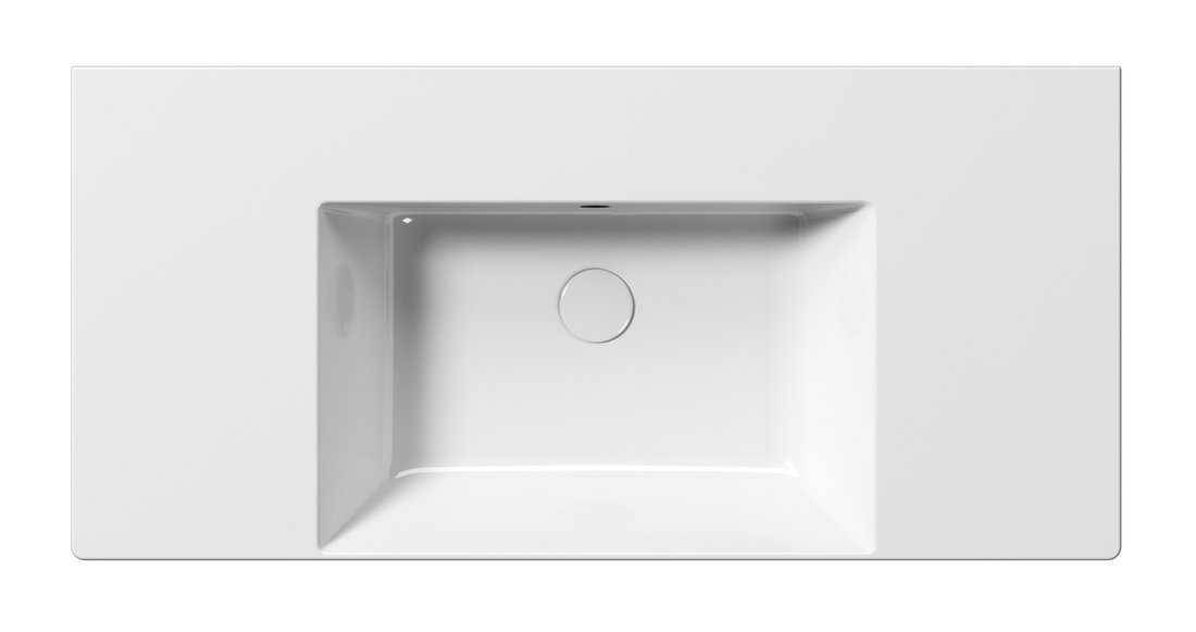 GSI KUBE X keramické umyvadlo 100x47cm, s odkládacími plochami, broušená spodní hrana, bez otvoru, bílá ExtraGlaze 94519011