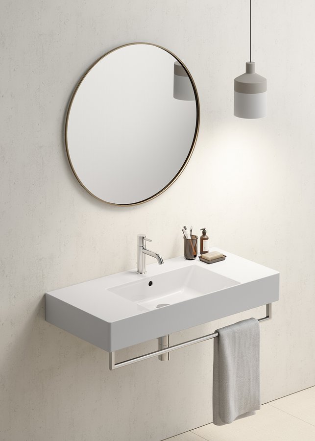 GSI KUBE X keramické umyvadlo 100x47cm, s odkládacími plochami, broušená spodní hrana, bílá ExtraGlaze 94519111