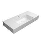 Photo: KUBE X ceramic washbasin 100x47cm with shelves, groud bottom edge, white ExtraGlaze