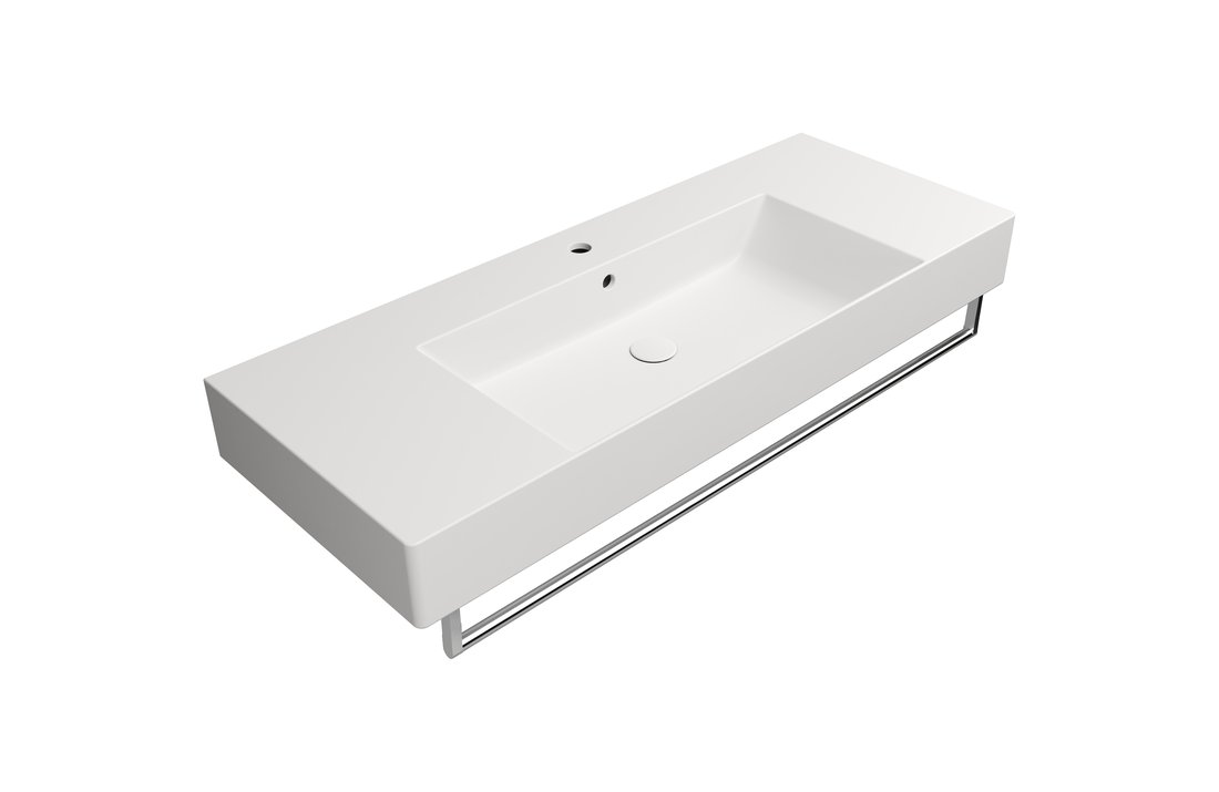 GSI KUBE X keramické umyvadlo 120x47cm, s odkládacími plochami, broušená spodní hrana, bílá mat 94529109