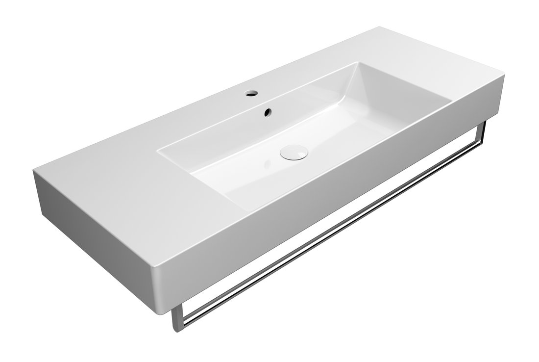 GSI KUBE X keramické umyvadlo 120x47cm, s odkládacími plochami, broušená spodní hrana, bílá ExtraGlaze 94529111