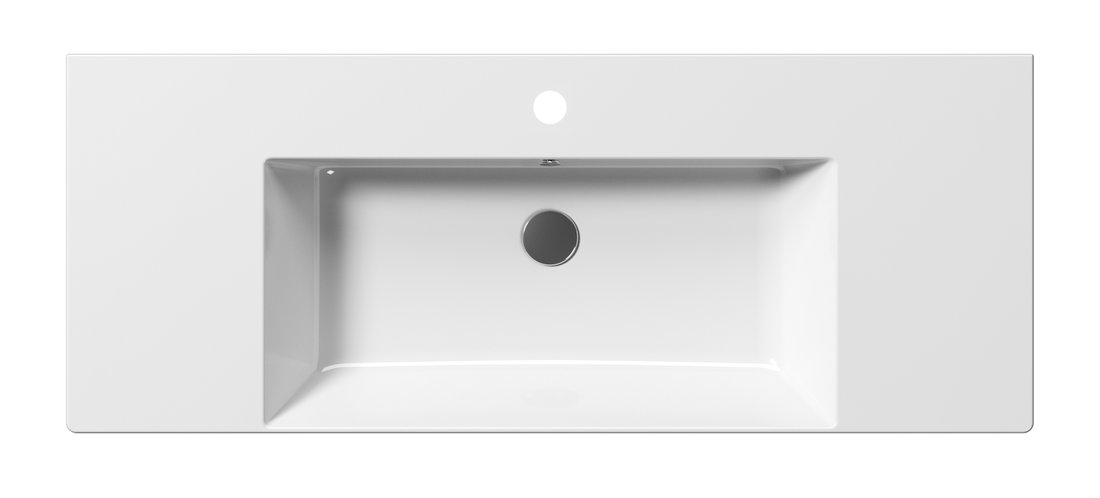 GSI KUBE X keramické umyvadlo 120x47cm, s odkládacími plochami, broušená spodní hrana, bílá ExtraGlaze 94529111