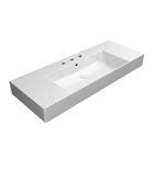 Photo: KUBE X ceramic washbasin 120x47cm with shelves, groud bottom edge, 3 tap holes, white ExtraGlaze