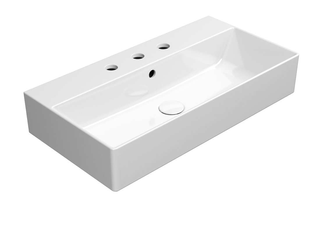 GSI KUBE X keramické umyvadlo 70x37cm, broušená spodní hrana, 3 otvory, bílá ExtraGlaze 94559311