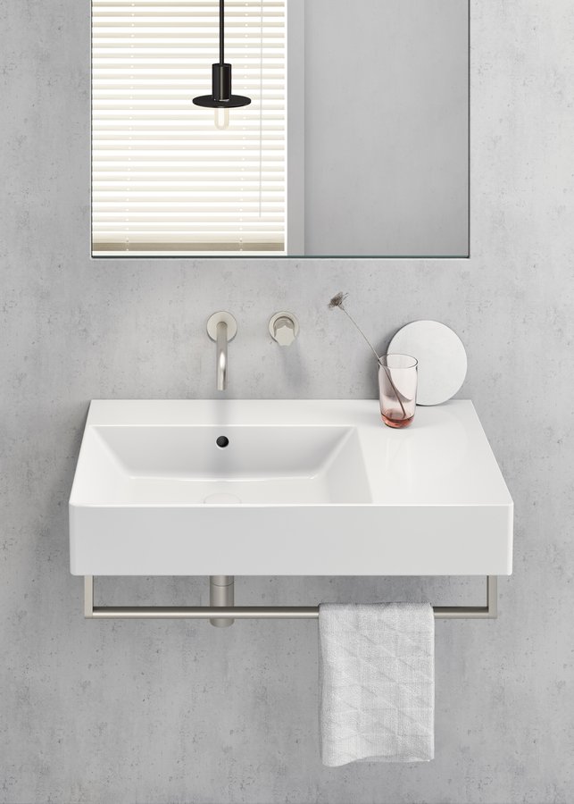 GSI KUBE X keramické umyvadlo 80x47cm, s odkládací plochou vpravo, broušená spodní hrana, bílá ExtraGlaze 94569111