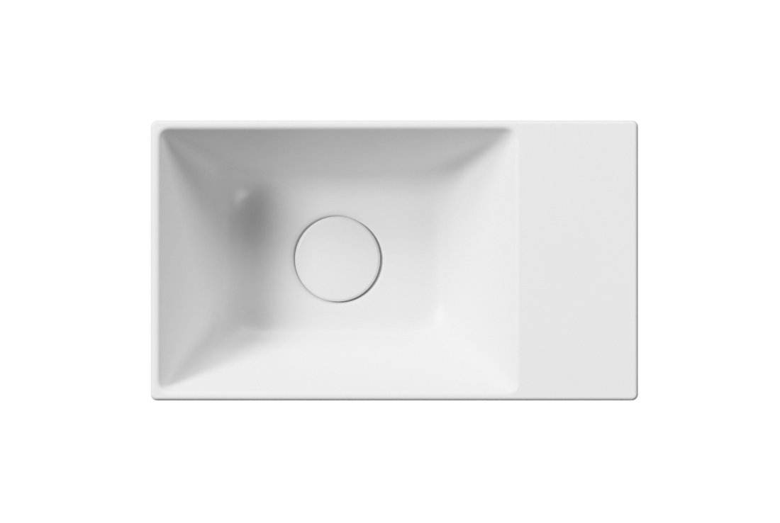 GSI KUBE X keramické umývátko 40x23cm, broušená spodní hrana, bez otvoru, pravé/levé, bílá mat 94849009