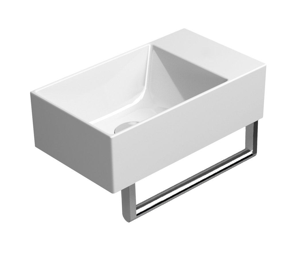 GSI KUBE X keramické umývátko 40x23cm, broušená spodní hrana, bez otvoru, pravé/levé, bílá mat 94849009