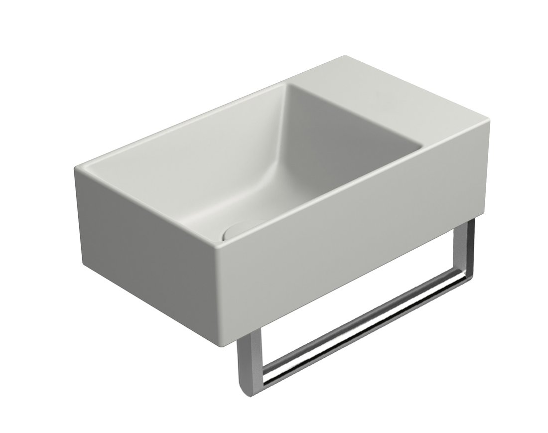 GSI KUBE X keramické umývátko 40x23cm, broušená spodní hrana, bez otvoru, pravé/levé, cenere mat 94849017