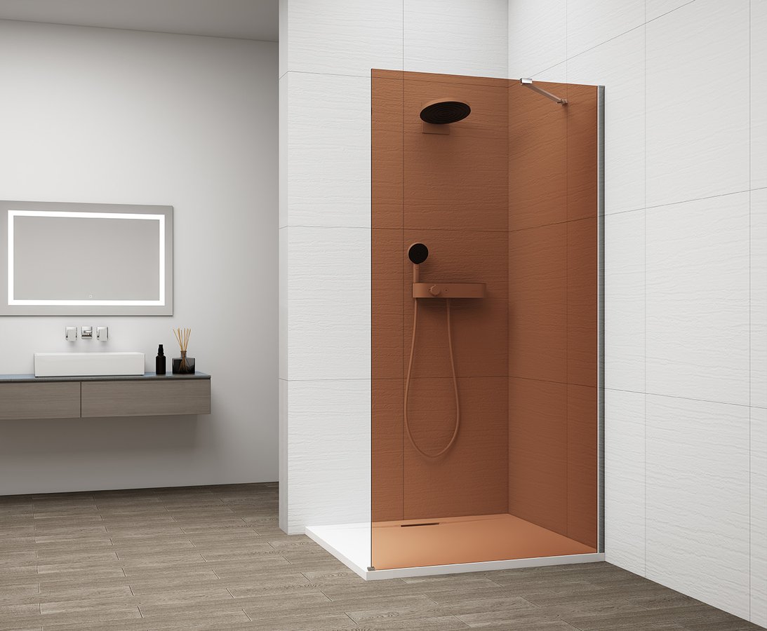 Polysan ESCA CHROME jednodílná sprchová zástěna k instalaci ke stěně, sklo Marron, 1200 mm ES1512-01