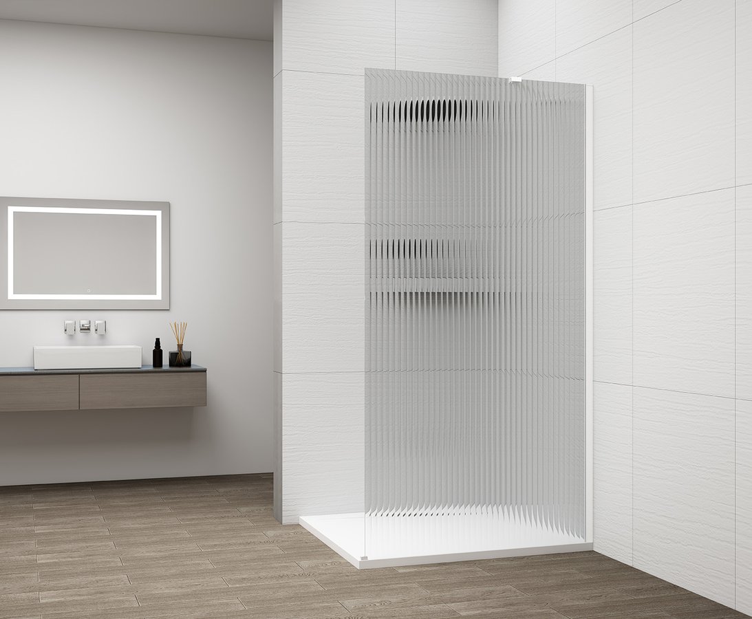 ESCA WHITE MATT jednodílná sprchová zástěna k instalaci ke stěně, sklo Flute, 1400 mm ES1314-03