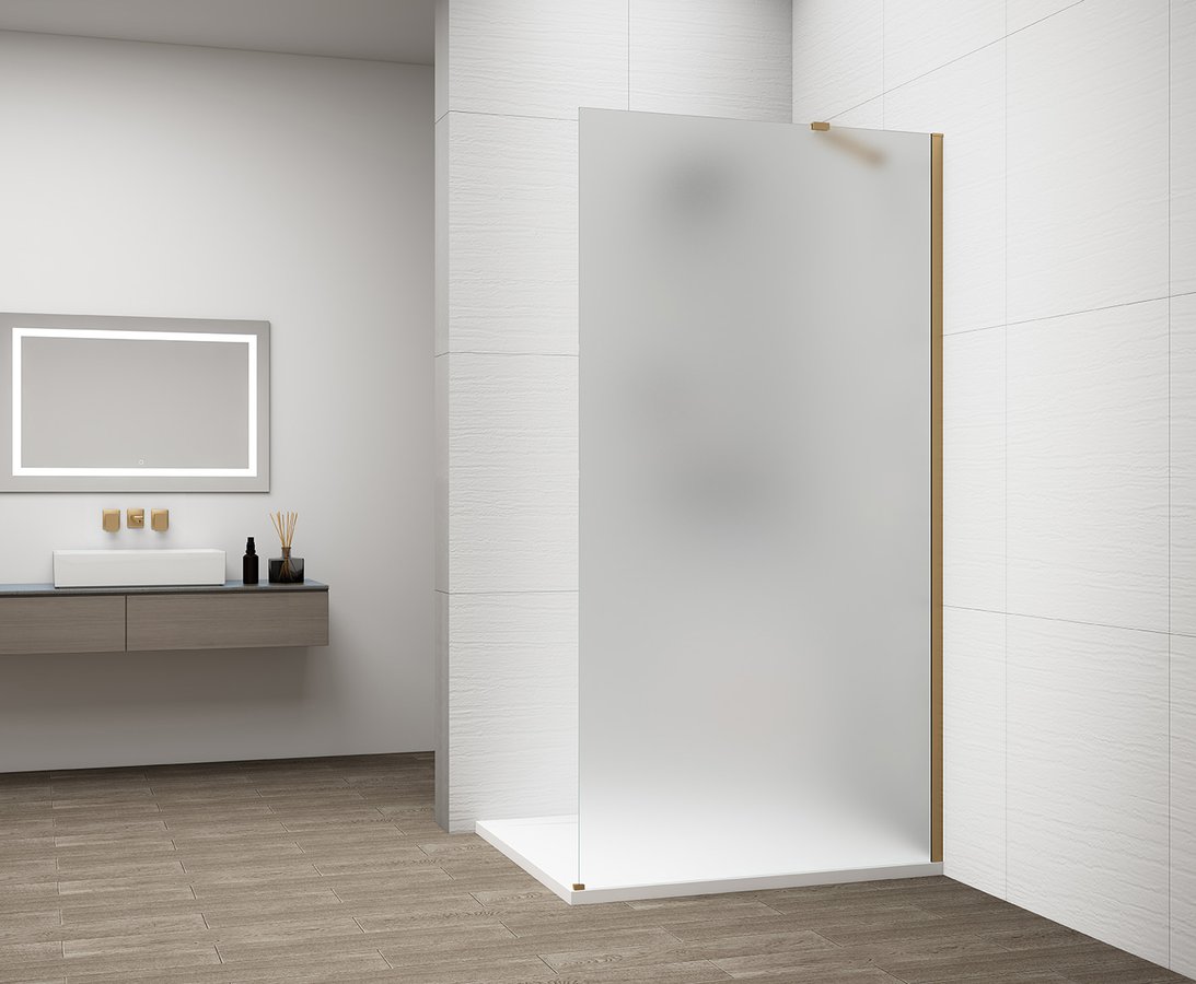 ESCA GOLD MATT jednodílná sprchová zástěna k instalaci ke stěně, matné sklo, 1400 mm ES1114-04