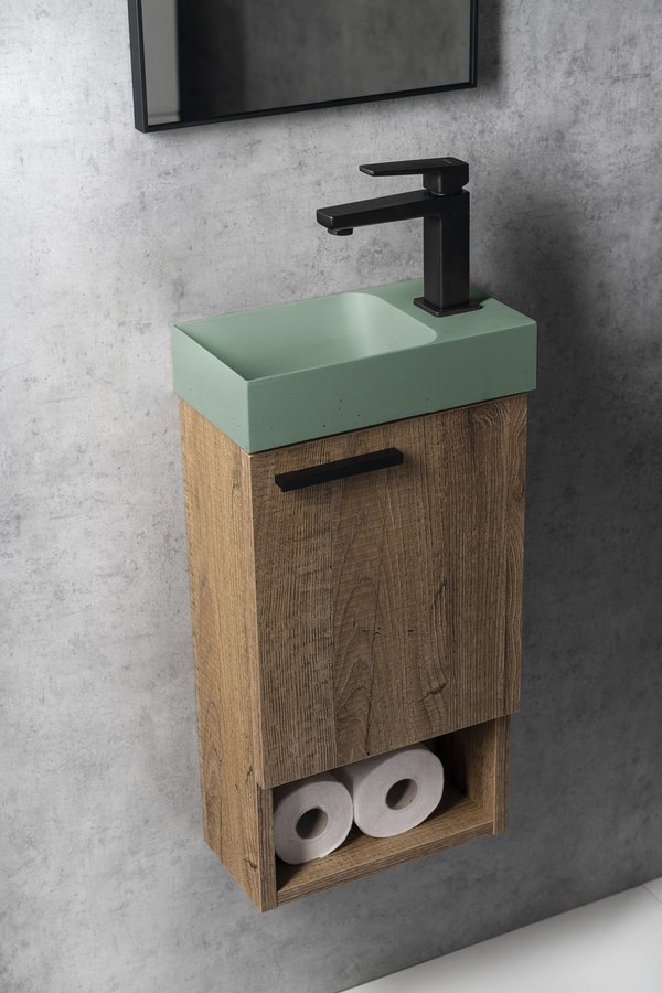 Sapho PICCOLINO betonové umývátko 30,8x17cm, baterie vpravo, zelená PK30523
