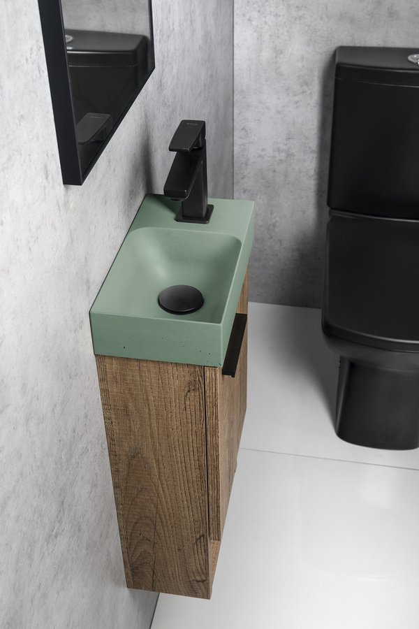 Sapho PICCOLINO betonové umývátko 30,8x17cm, baterie vpravo, zelená PK30523
